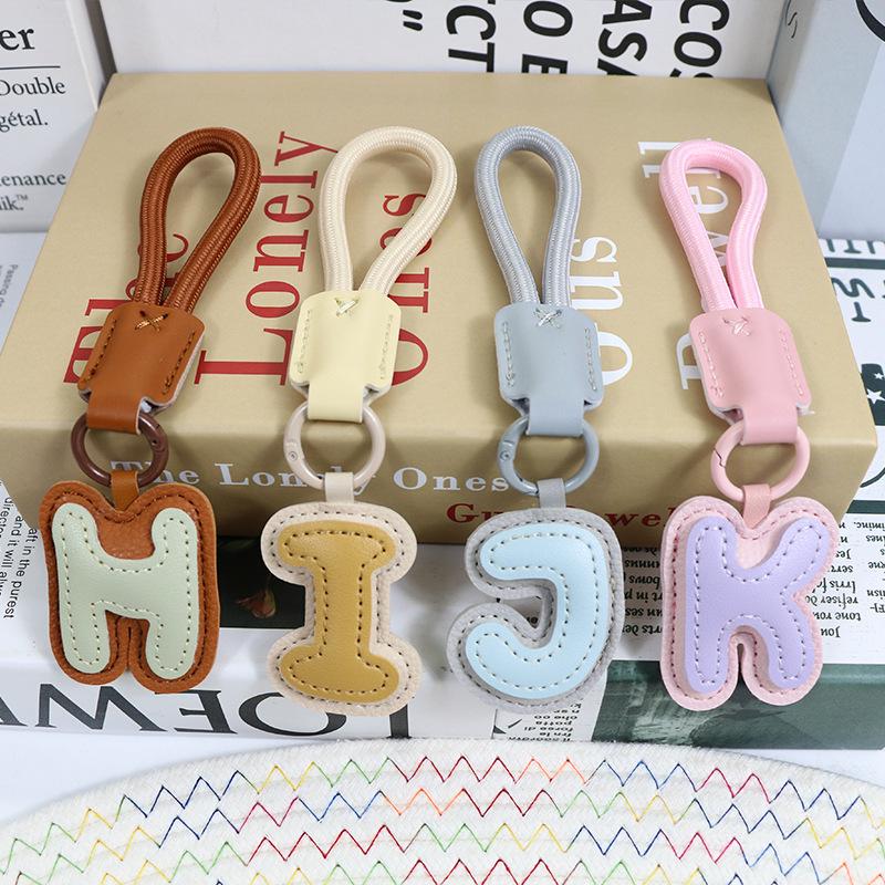 High-End Leather Alphabet Keychain Bag Pendant