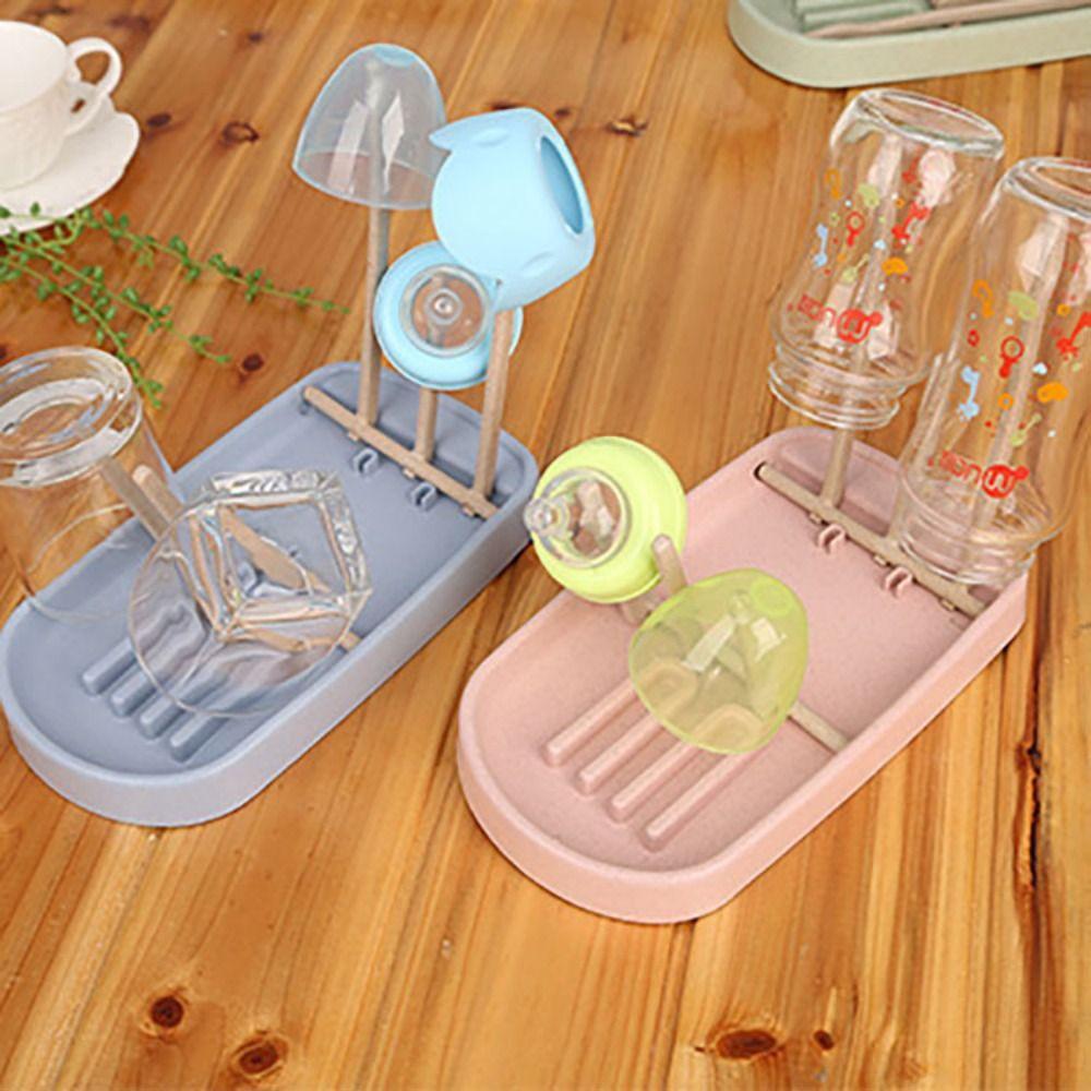 Colorful Baby Feeding Bottle Drain Rack Wheat Straw Feeding Cup Holder  Bottle Accessories