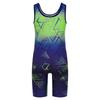 Boys Cycling Workout Bodysuit: U Neck Sleeveless Geometric Print Singlet for Wrestling Exercise Training