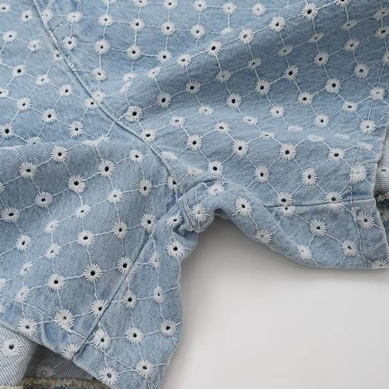 Kaslead New Arrival Women's Clothing Fashion Style Cut Out Embroider Denim Tops Shorts 8445082 6147118