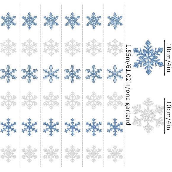 Snowflake-Snow Blue-Silver Christmas Party-Decorations Garland - 6pcs Winter Wonderland Girl Frozen Birthday Hanging Decoration Streamers Banner,