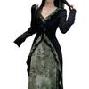 Elegant Gradient Chinese Two-Piece Dress with Slimming Design