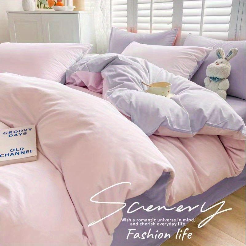 

Double-Piece Washed Cotton Duvet Cover Four-Piece Set Minimalist Ins Nordic Style Dormitory Bed Sheet Quilt Cover Three-Piece Bedding 4 150*200cm single quilt cover Green X