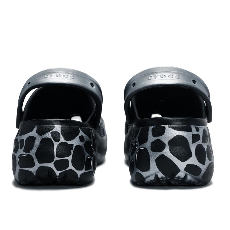 Crocs Classic Platform Clog 811 Eternal Diamond Special Shoe Box Bow Feeling Poop Hole Shoes Women's Black Silver