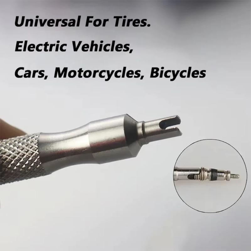 1/3PCS Universal Tire Repair Screwdriver Stainless Steel Antirust Tire Valve Wrench with Key Ring Tire Repair Tools for Car Motorcycle