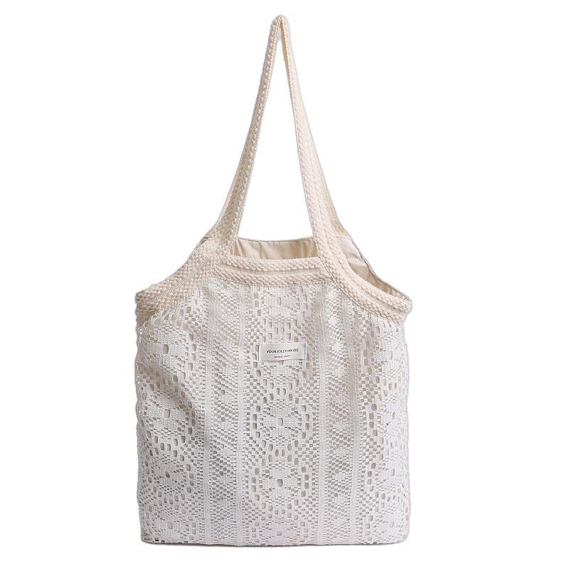 Borsa estiva in pizzo da donna con design traforato e stile casual per l'uso quotidiano