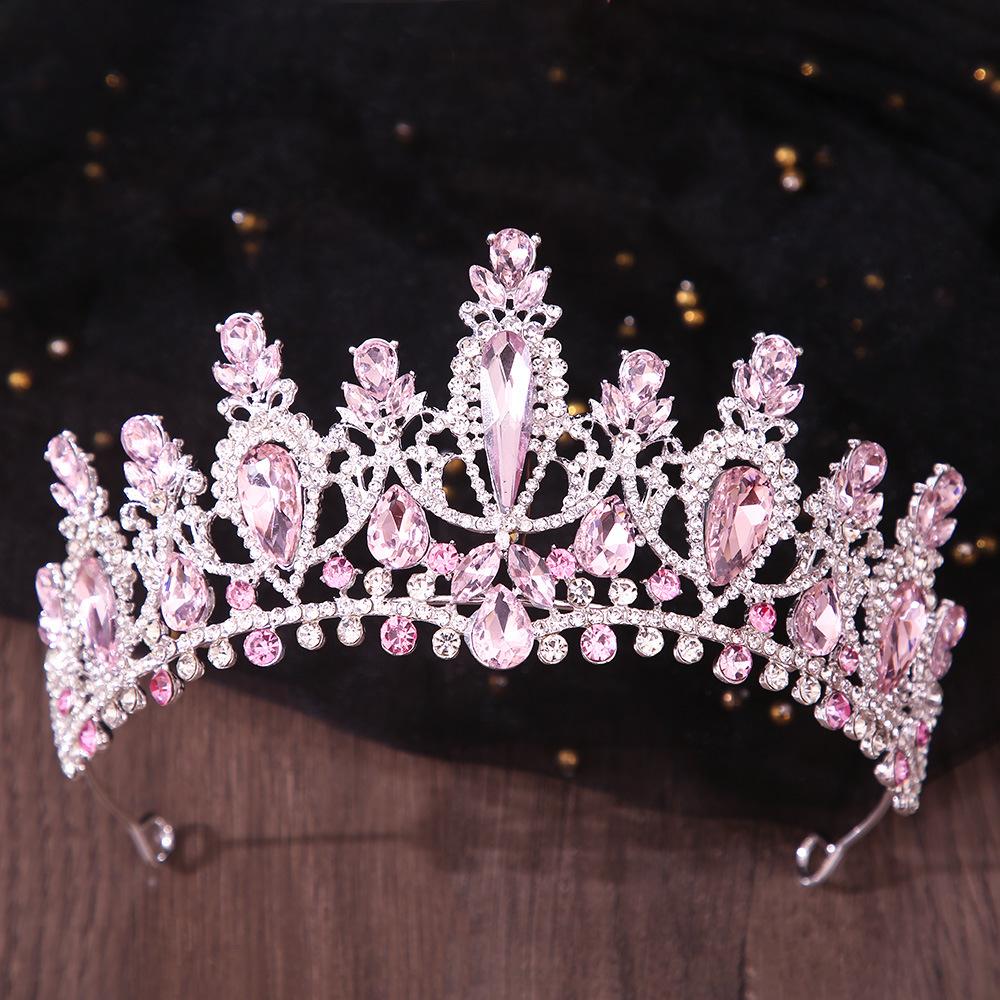 

DIEZI 10 Colors Luxury Girls Water Drop Crystal Tiara For Women Wedding Party Elegant Bridal Rhinestone Crown Hair Accessories срібні рожевого кольору