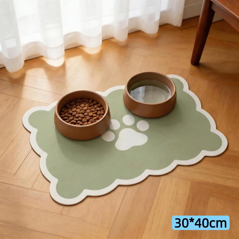 Waterproof Non Slip Pet Feeding Mat Absorbent Wavy Edge Easy Clean Pad for Cats Puppy Pet Feeding Supplies