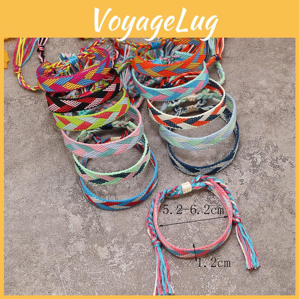 Bohemian Style Women's Bracelet With Colorful Nepalese Tassel And Geometric Diamond Pattern