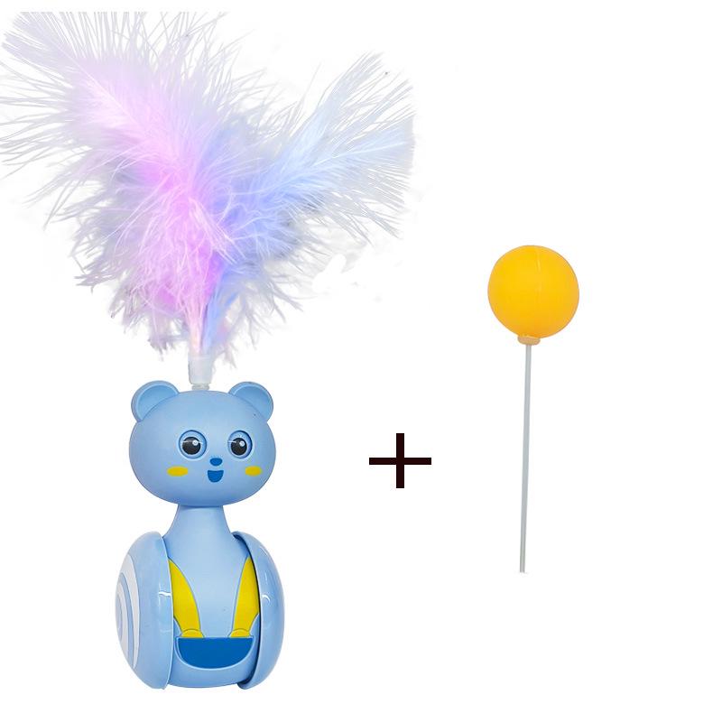 Cat Toy Tumbler: Kitten Self-Play Feather Teaser & Ping Pong Ball Wand for Boredom Relief