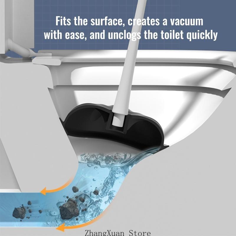 Toilet Cleaning & Clogging Tool 2-in-1 Plastic Toilet Plunger & Bowl Brush Combo 3XUF CN