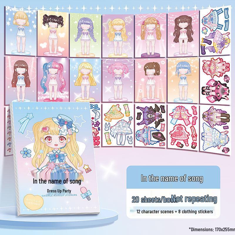 

Full-Body Dress-Up Sticker Book for Girls: Removable DIY Parent-Child Interaction Stickers