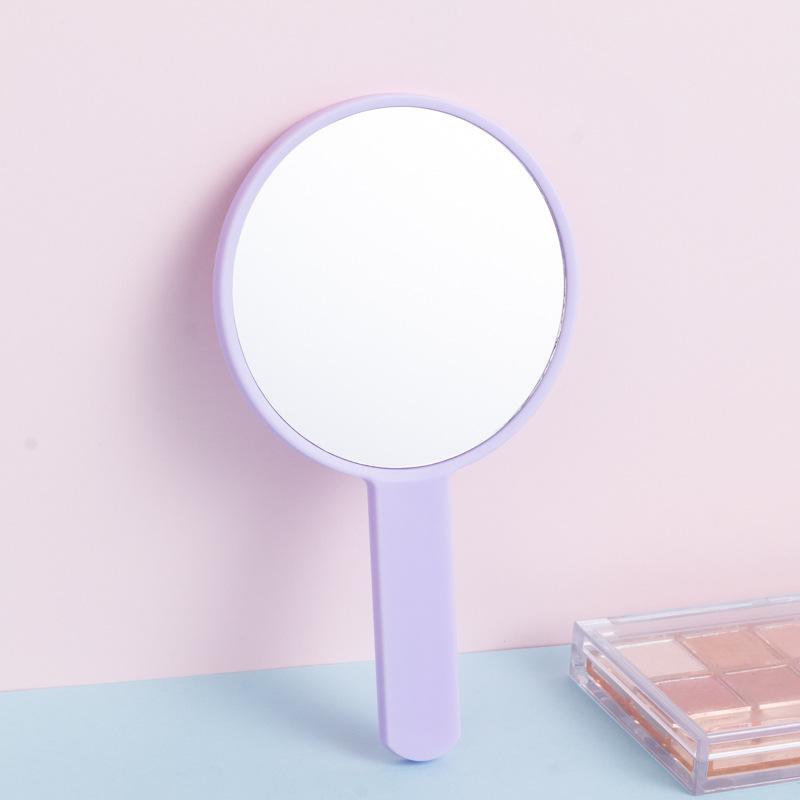Round Handle Beauty Makeup Vanity Mirror - Portable Mini Handheld Mirror