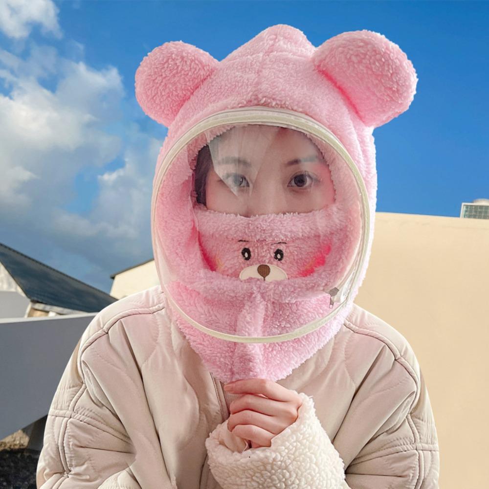 Windproof Riding Face Mask Warm Plush Pullover Hat Fashionable Full Face Cover Hats  Men Women