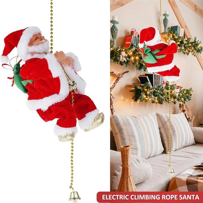 -FQYL Rope Climbing Santa Claus Rope Climbing Santa Claus Indoor And Outdoor Christmas Tree Decorations