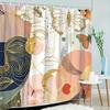 Eleganter Abstraktes Gesicht & Schmetterling Druck Wasserdichter Duschvorhang, Gold & Pastell Design High-End Toilettenabtrennungsvorhang