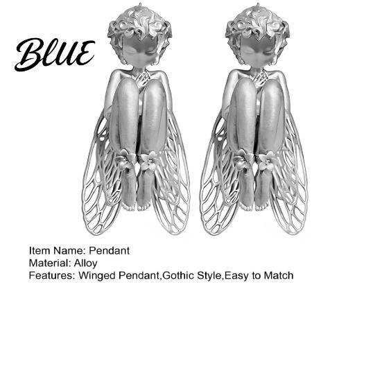 Floral Embellishment Necklace Angel Pendant Tranquil Winged Design with Mysterious