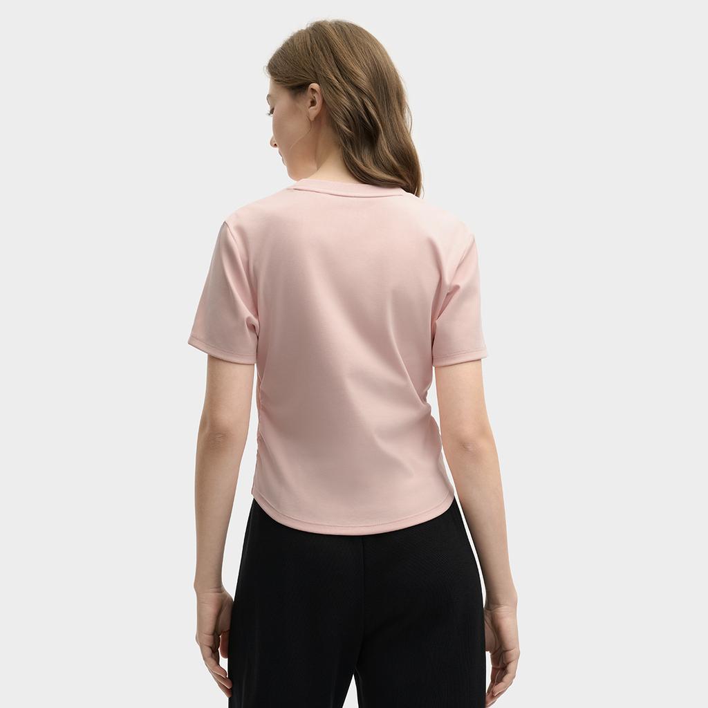 Fila Original Dopamine Fashion Trendy Comfortable Simple Foxy Girl T-Shirt Knitted Short Sleeve Women Tops Rose-Deep-Pink F11W529120FPK
