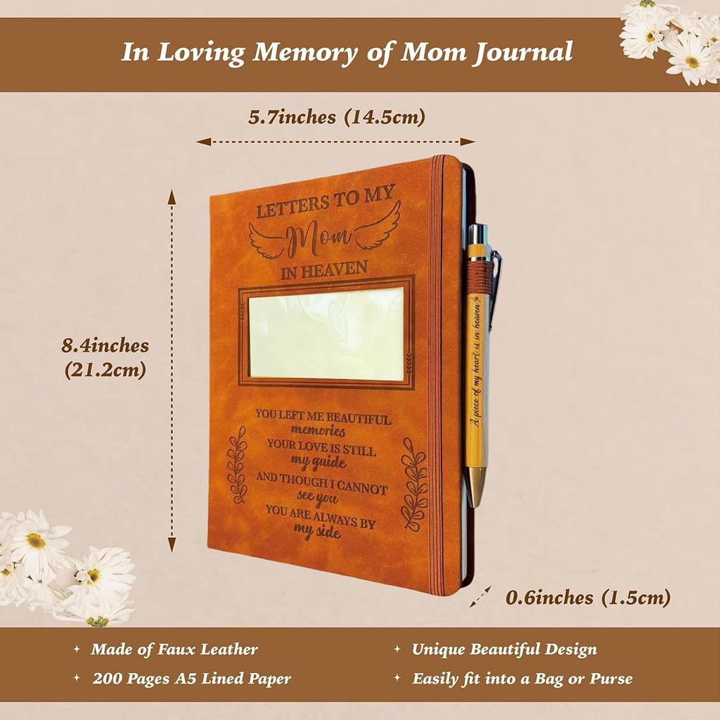 Letters To My Mom In Heaven Journal 200 Pages Notebook A5 Lined with Window in Cover, In Loving Memory of Mom, Memorial Sympathy Condolence