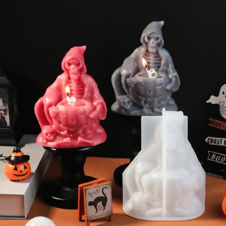 Halloween Silicone Ornament Mold Soap Making Mold Skull Shape Candle Mold Silicone Texture Suitable for Home Decorations
