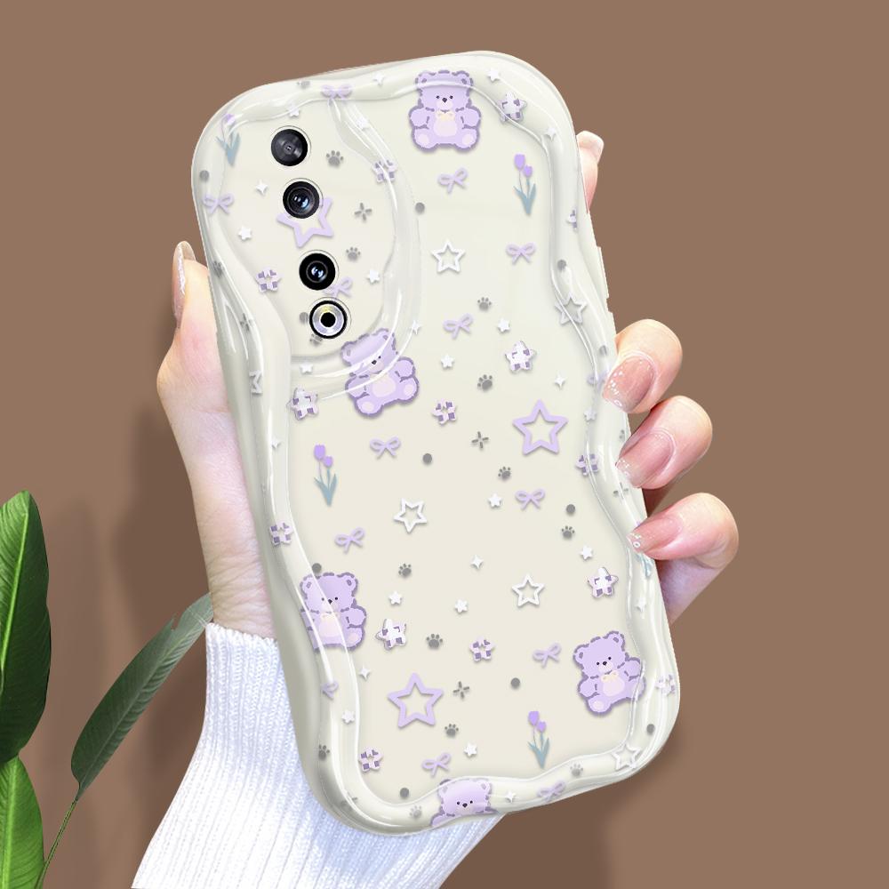 Cute Cartoon Pattern Cream Texture Casing Wavy Edge Soft Silicone Cover Phone Case for Huawei Honor Infinix Tecno iPhone