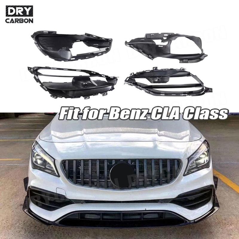 ABS Black Front Fog Light Air Vent Trim Cover Grills For Mercedes Benz CLA Class W117 CLA200 CLA220 AMG 2016 2017 2018