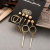 6 Pairs Women Fashion Hollow Out Geometry Fringed Ear Stud Set