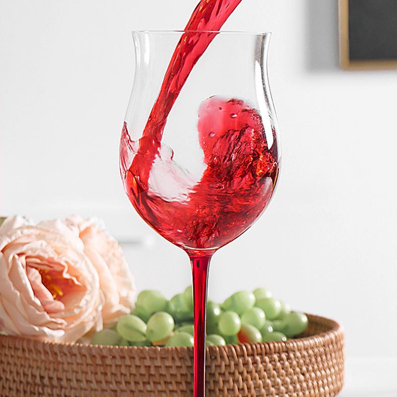 Tulip Black Tie Goblet Modern Light Luxury High Appearance Level Wine Cups Home Burgundy Pot Belly Glass Restaurant Wine Glass