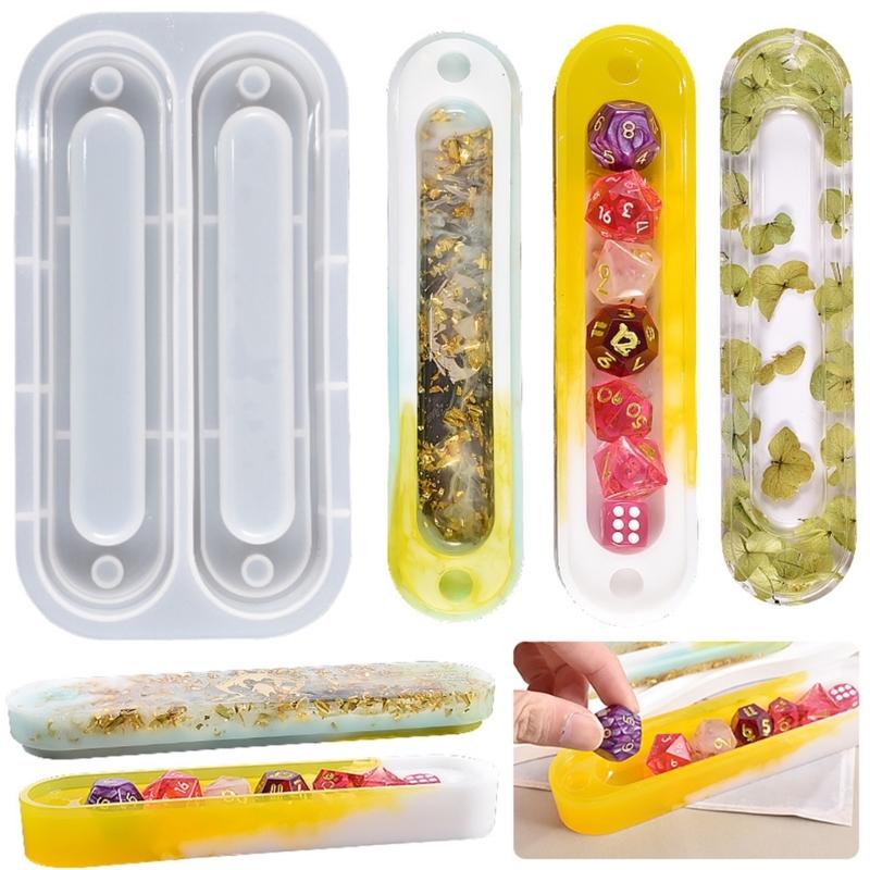 7 Shapes Dices Square Triangle Dices Mold Dices Digital Game Silicone Mould Crystal Epoxy Resin Mold with Storage Box