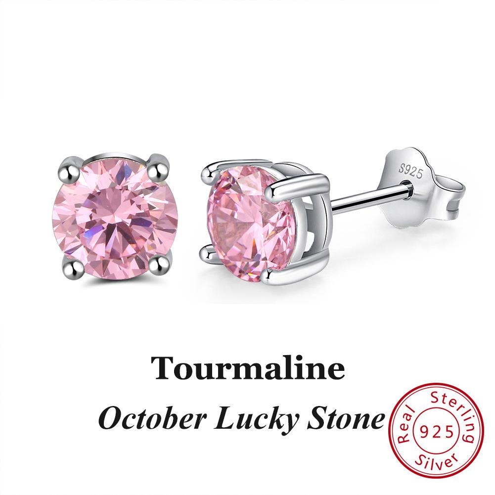 ORSA JEWELS 925 Sterling Silver Birthstone Stud Earrings for Women Sparkling Heart Cut CZ Small Earrings Birthday Gift APE32
