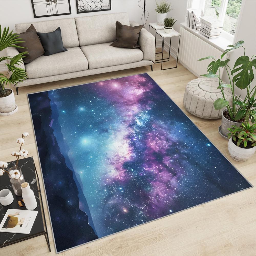 Modern Galaxy Nebula Starry Runner Rug Cosmic Universe Space Print Non Slip Carpet for Living Room Bedroom Hallway Home Decor
