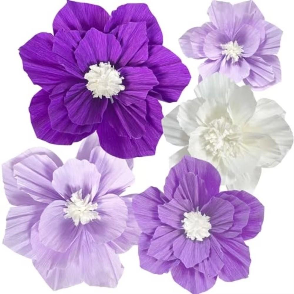 5Pcs Center Decoration Paper Flowers Pink 3D Wall Decoration  Party Decoration