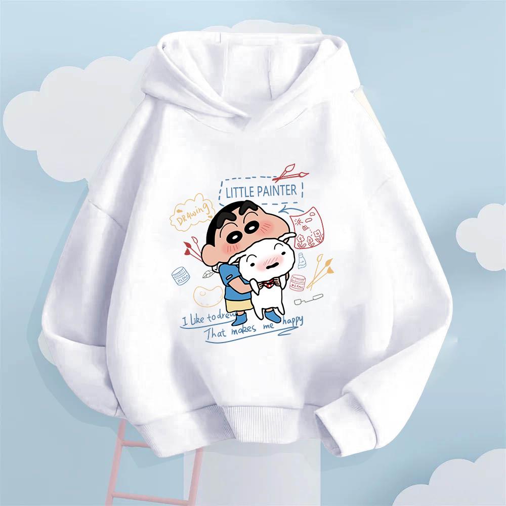 

Crayon Shin Chan Cartoon Pattern Girls and Children s Sports Shirt Simple Style Warm Hooded Sports Shirt Casual Versatile Clothing 110