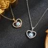 European and American Women's Heart-Shaped Devil's Eye Pendant Necklace - Versatile Retro Copper Jewelry