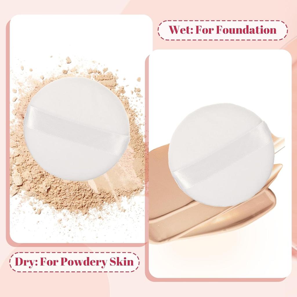 simarro 6 PCS Setting Powder Puff, Cotton Round Makeup Puff Beauty Makeup Tools Body Powder Puff Applicator Reusable for Loose Powder Setting Powder