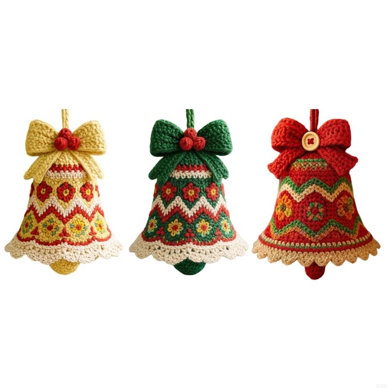 Christmas Bells Ornament Washable Soft Yarn For Car Window Display