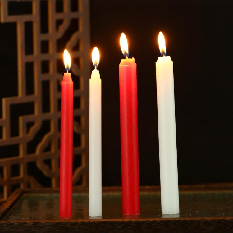 Red and White Long-Burning Smokeless Candles for Emergencies, Buddha, and Candlelight Dinners