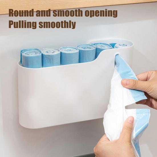 Garbage Bag Storage Box Wall Hanging Nail-Free Installation Large Capacity Dust-Proof Closed Box Side Access Design Kitchen Bathroom Storage Organizer
