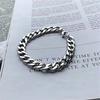 9mm Retro Stainless Steel Cuban Chain Bracelet Simple Silver Color Men Stainless Steel Jewelry Fashion Casual Wear Accessories