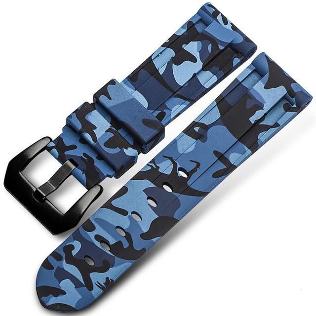 20mm 22mm 24mm 26mm Universal Camo Blue Grey Watch Band Rubber Silicone Watch Straps Wristwatch Belt Watch Accessories with Tool