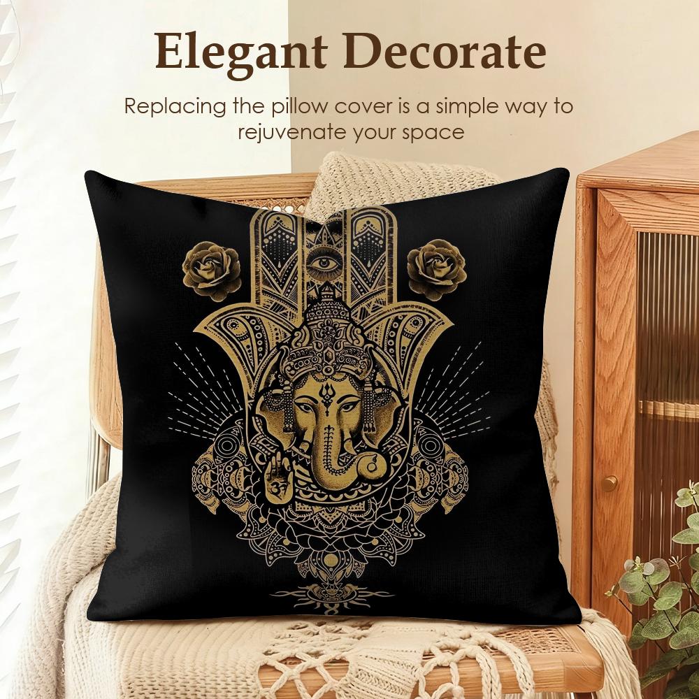 Classic Hamsa Cushion Cover Natural Linen Organic Fabric DoubleSided Printing Sofa Home Decor Gift Pillow Case