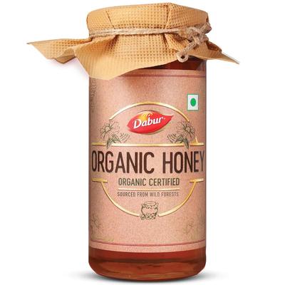 Dabur Miel Cru Biologique 500g | Nectar Doré 100% Pur et Naturel | Certifié Biologique NPOP | Miel de Forêt Non Traité et Non Pasteurisé