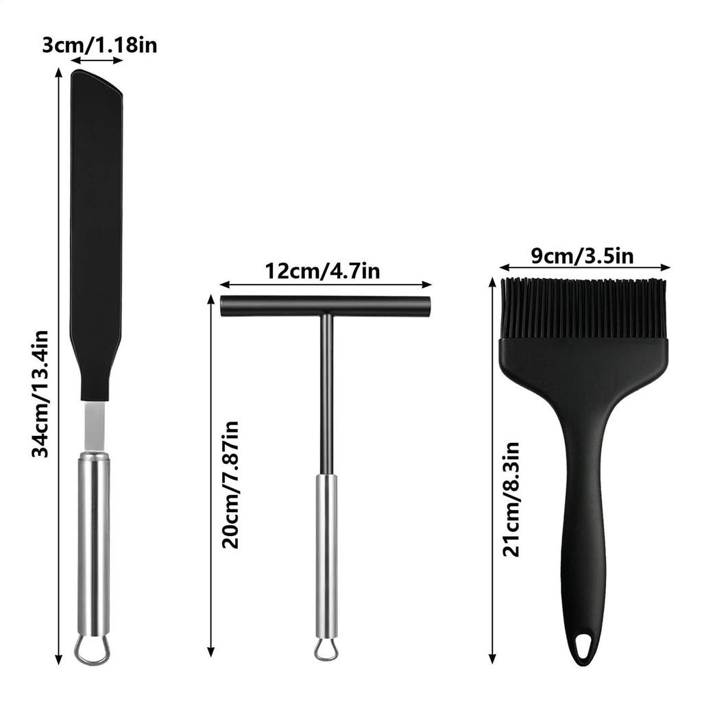 Étaleur à Crêpes 3 Pièces Outil en Silicone pour Pâte à Pancakes Outils de Cuisson Résistants à la Chaleur Pour Frire Saisir Débutants Boulangerie