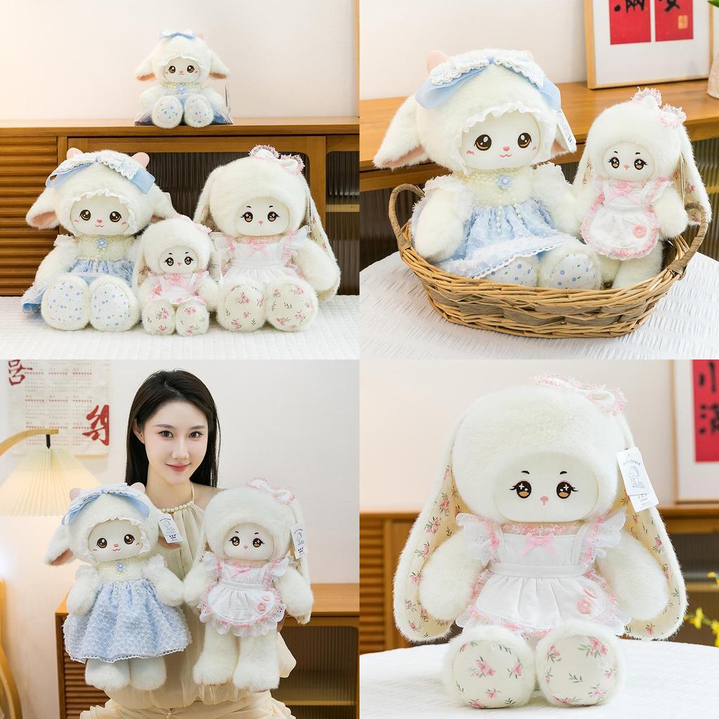 Sheep Plush Toy With Dress And Bow Decoration For Children