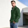 Men's Fall Winter Plaid Print Zip-Up Stand Collar Pullover Casual Wrinkle- Athletic Top
