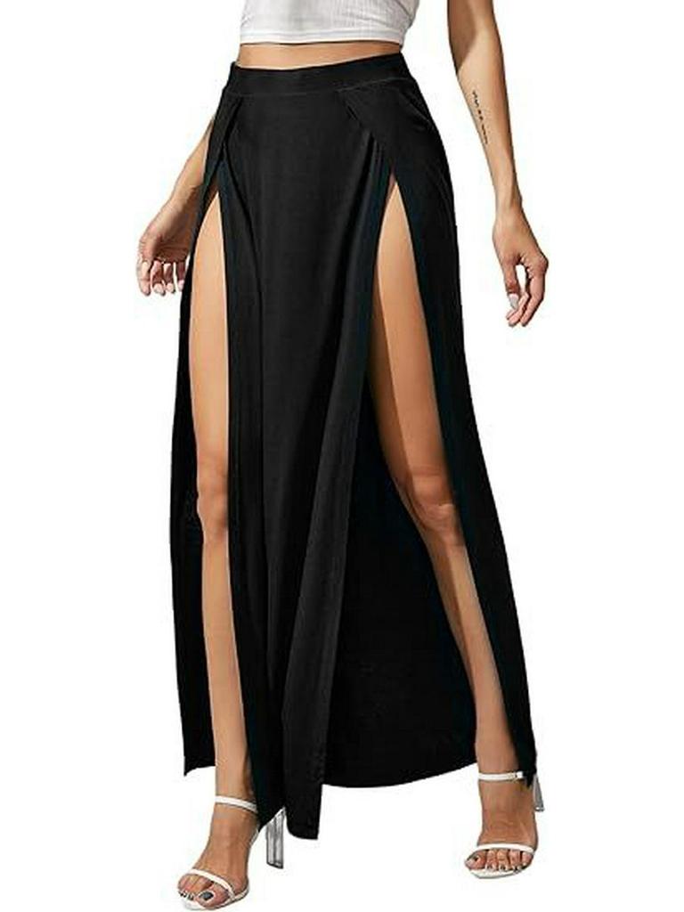 Elegant Women's Irregular Evening Gown - Solid Color Long Dress