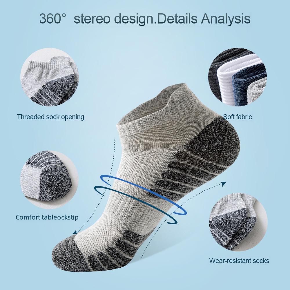 Men's Breathable Cotton Sports Socks - Sweat-Absorbent Mesh for Running, Basketball, and Badminton.