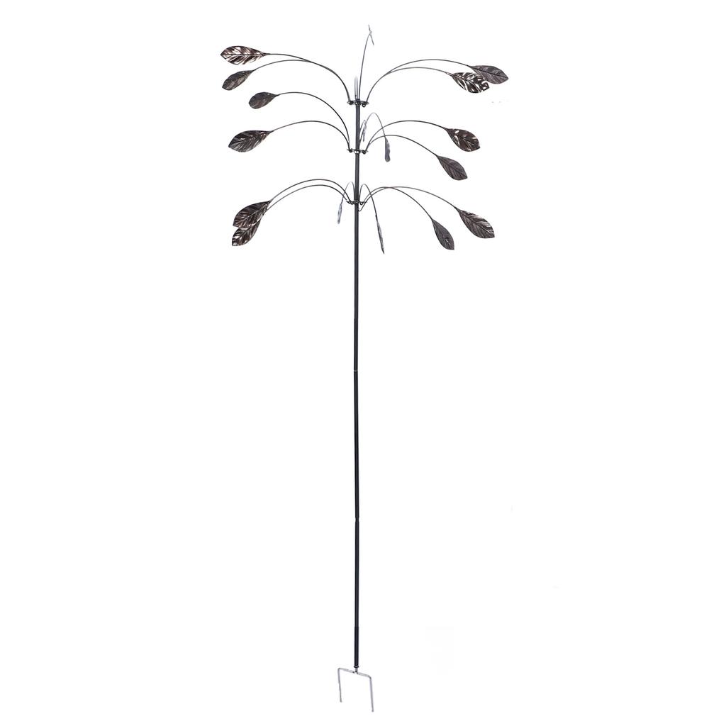 Metal Wind Spinner Wind Sculpture Rustproof Waterproof Heavy Duty Falling Foliage Kinetic Copper Triple Spinner for Outdoor Garden