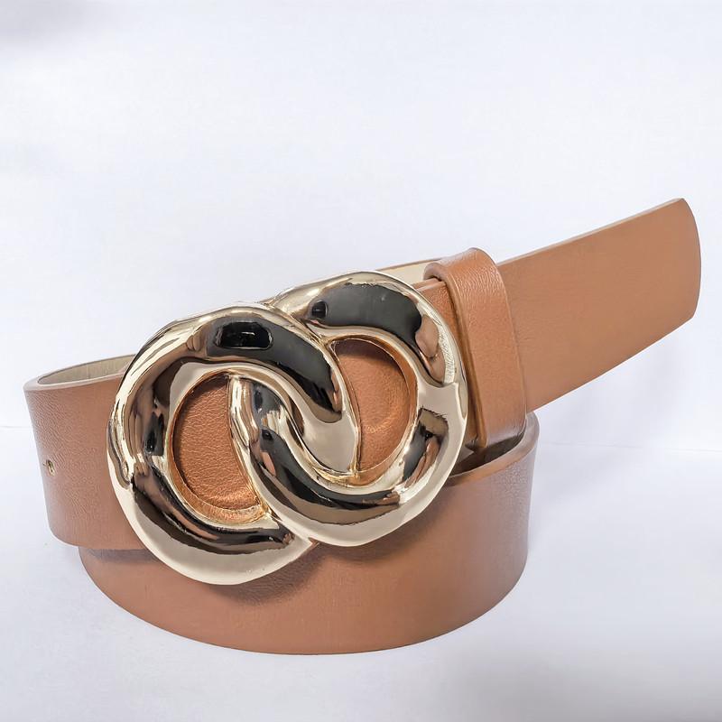 Double Circle Personalized Snap Button Pu Belt Women'S Decorative Jeans Dress Belt Women