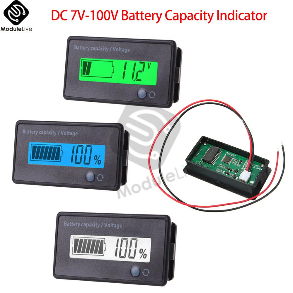 DC7-100V Lithium Lead Acid Battery Capacity Indicator Power Display Meter 9V 12V 24V 48V LED Digital Voltmeter Voltage Tester